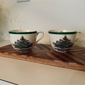 Vintage Spode Copeland Christmas Tree Mugs, set of 2